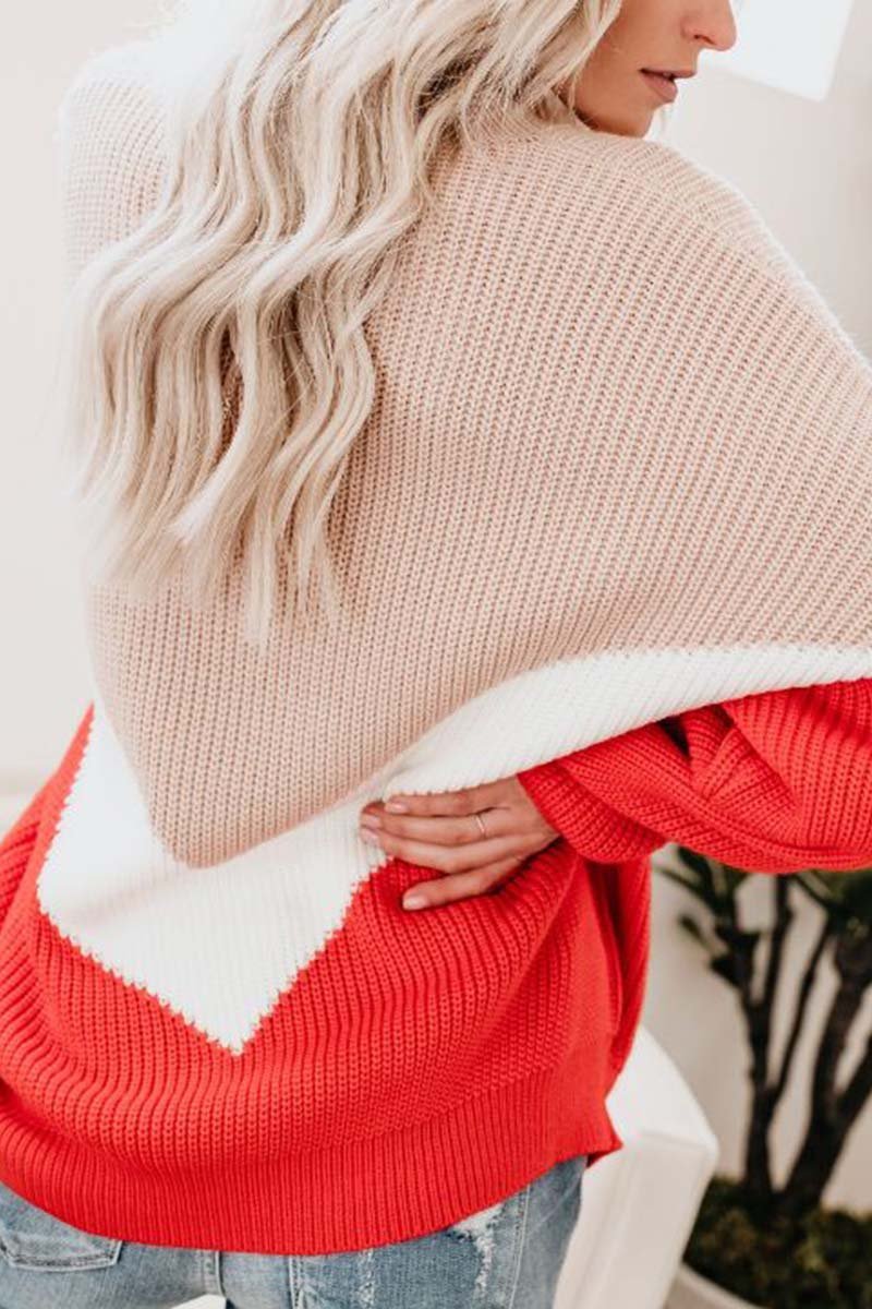 Omyke Comfy Loose Stitching Sweater(2 Colors)