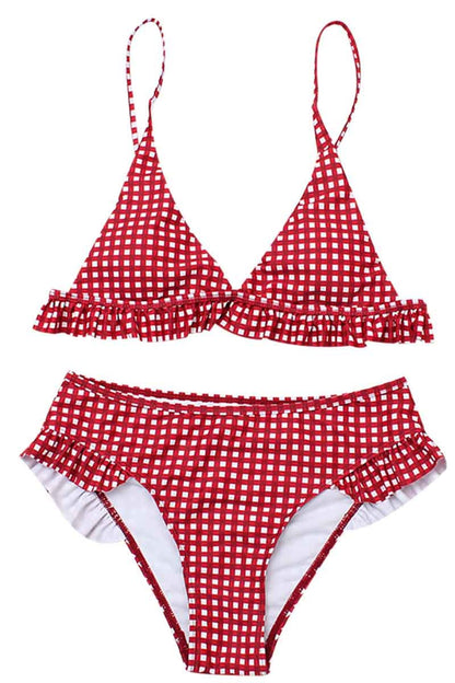 Omyke Plaid Split Swimsuit