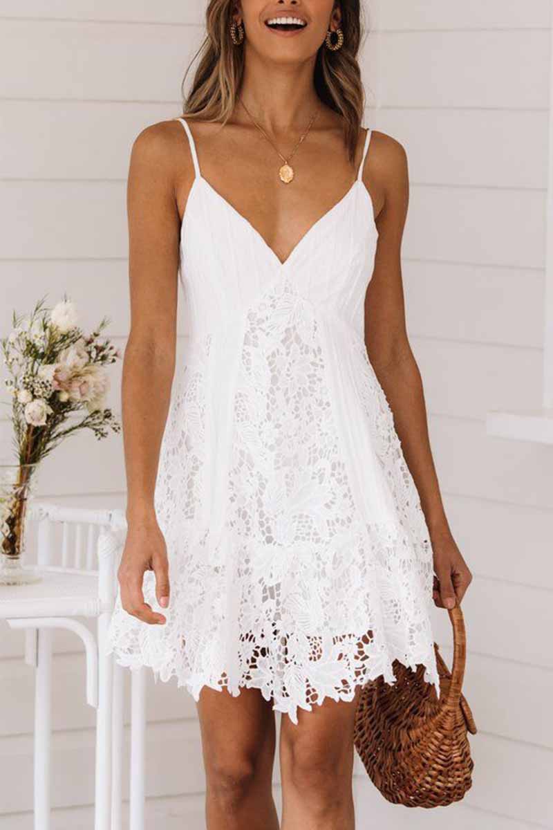 Omyke Sexy Lace Sling Halter Mini Dresses