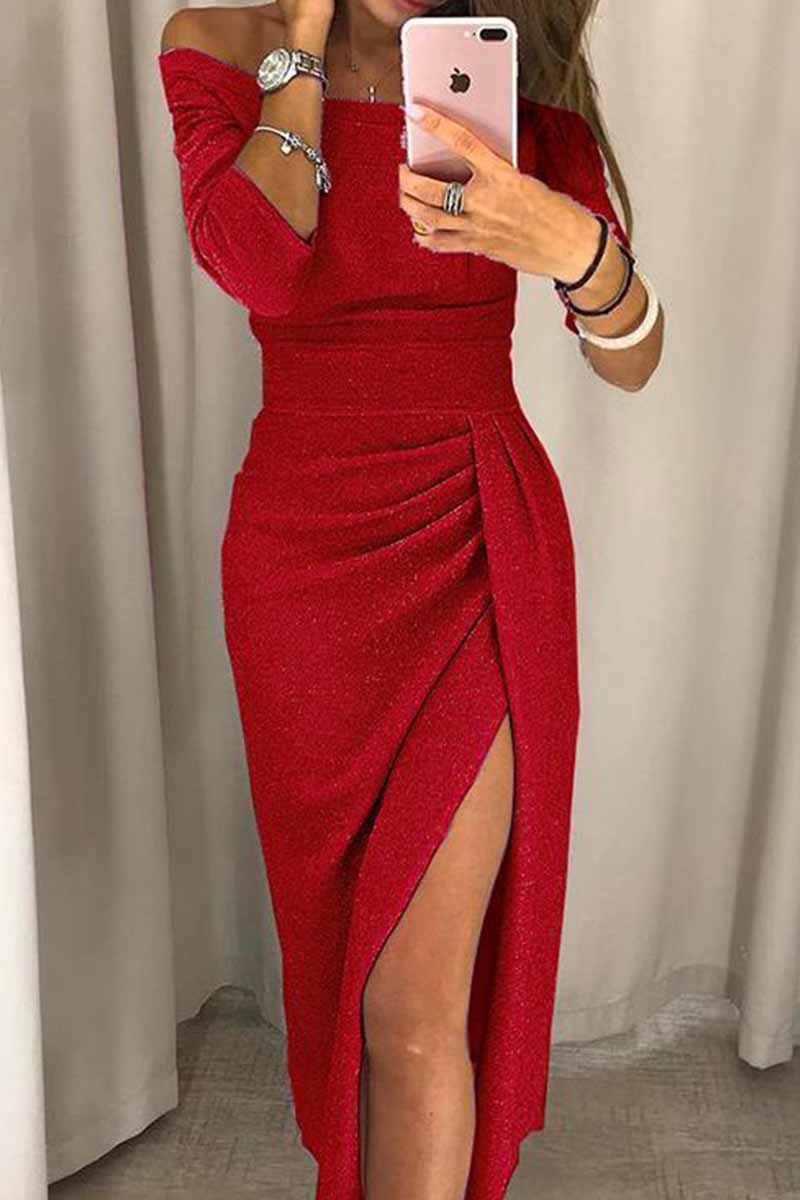 Florcoo Wrap Hip Slit Collar Maxi Dresses(5 Colors)