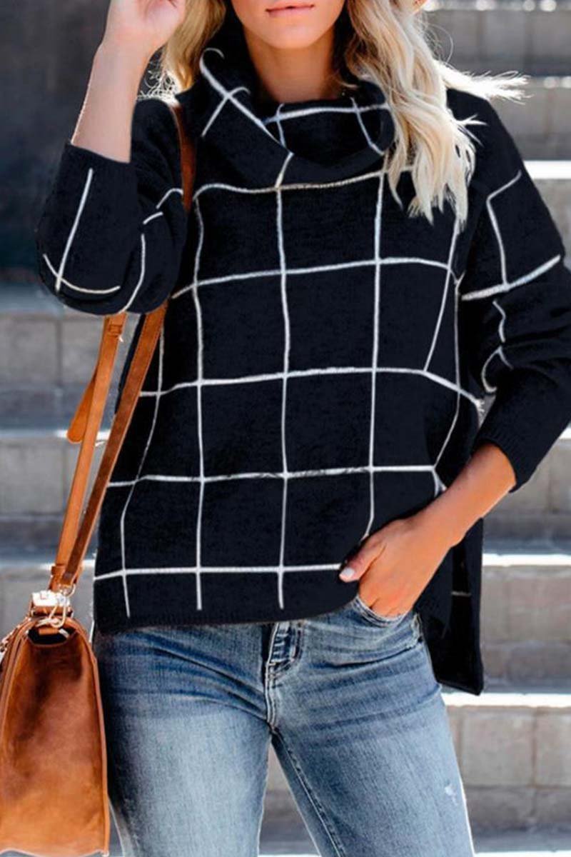 Florcoo Turtleneck Plaid Sweater（5 colors）