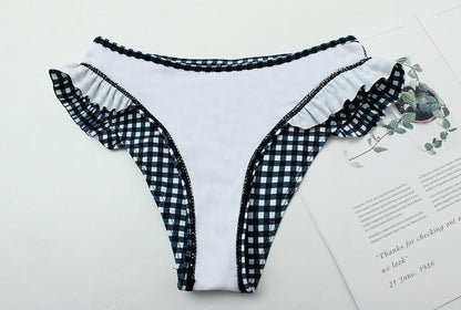 Omyke Plaid Split Swimsuit