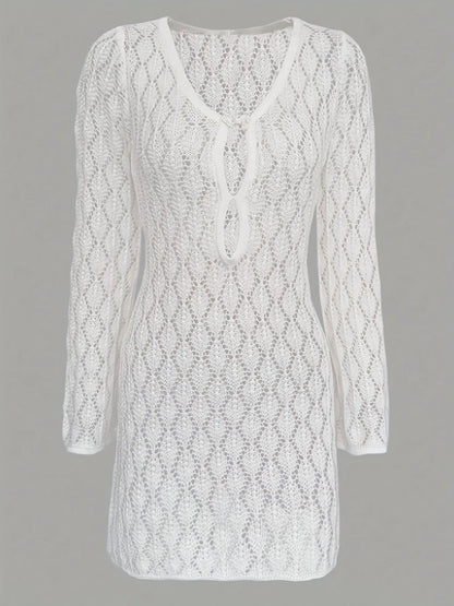 Openwork Long Sleeve Knit Dress