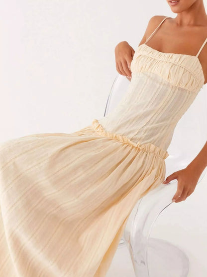 Frill Spaghetti Strap Maxi Dress