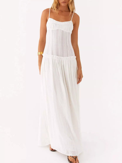 Frill Spaghetti Strap Maxi Dress