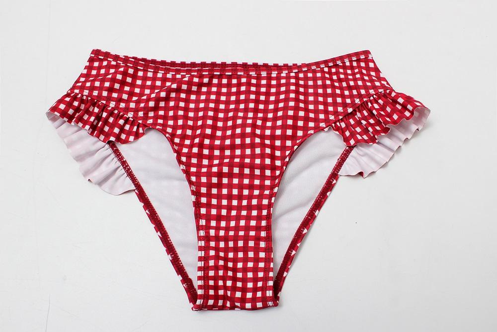 Omyke Plaid Split Swimsuit