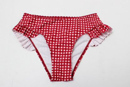 Omyke Plaid Split Swimsuit