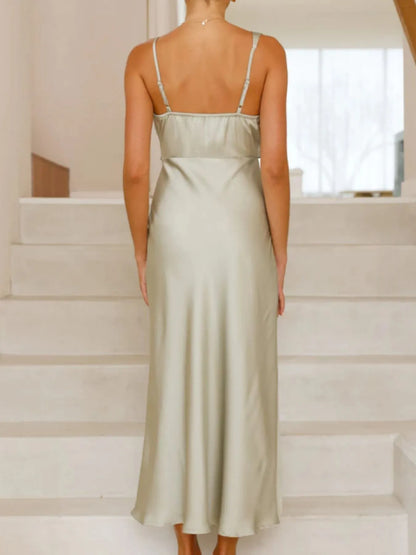 Satin Asymmetrical Midi Dress