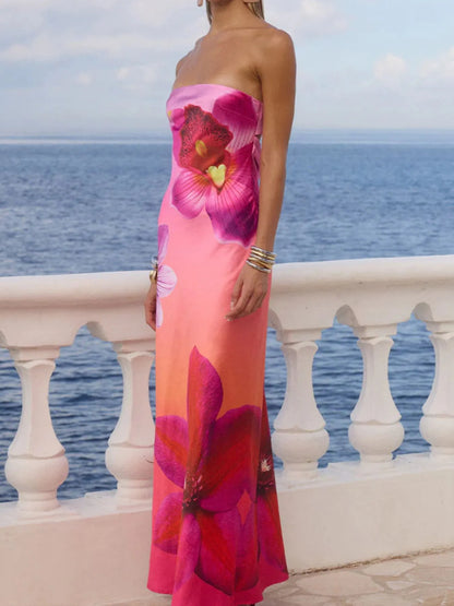 Printed Tube Maxi Dress