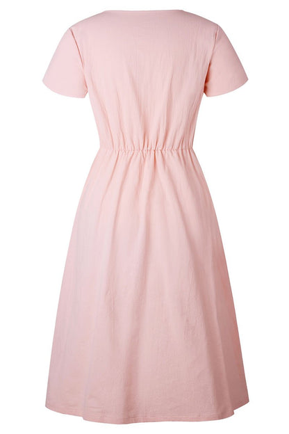 Florcoo V-neck Pocket Midi Dress(4 Colors)