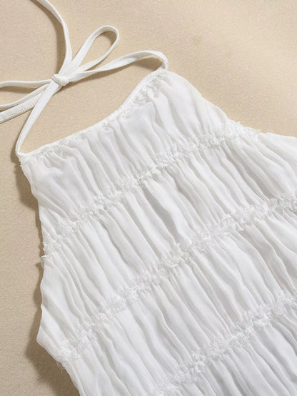 Ruched Halter Neck Maxi Dress