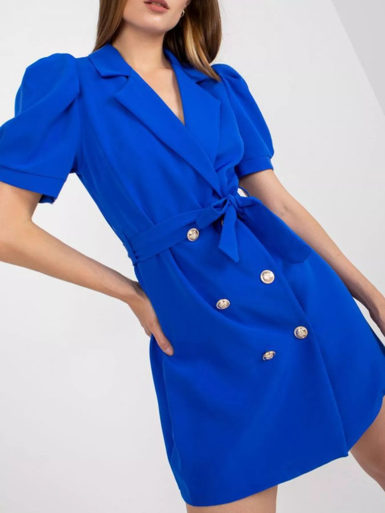 Blazer Style Tie Waist Mini Dress