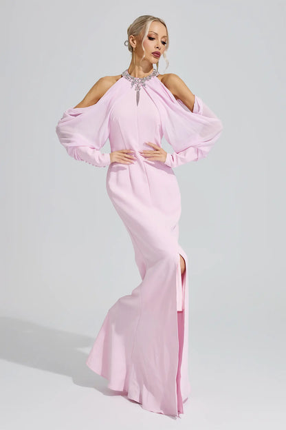 Amaterasu Pink Halter Neck Rhinestone Dress