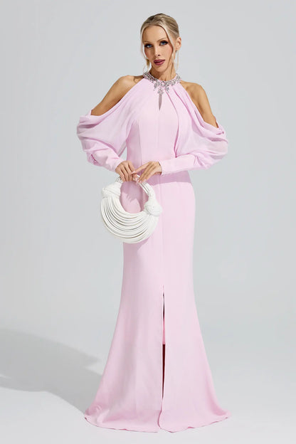 Amaterasu Pink Halter Neck Rhinestone Dress