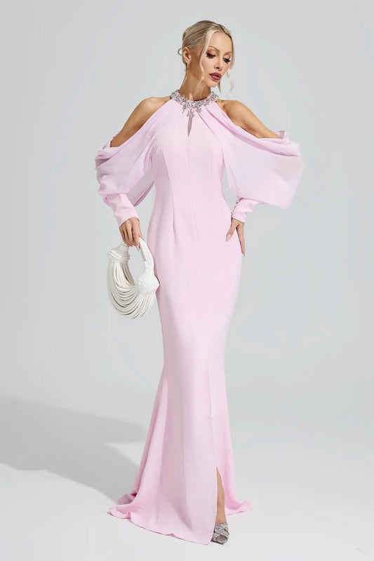 Amaterasu Pink Halter Neck Rhinestone Dress