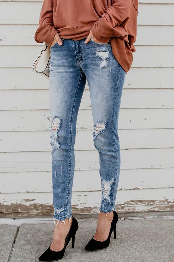 Florcoo Slim Hole Elastic Leggings