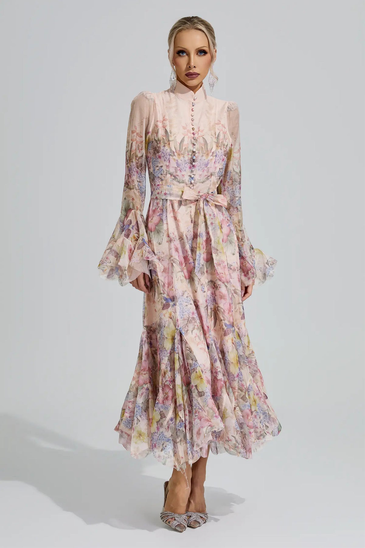 Ceres Apricot Floral Maxi Dress
