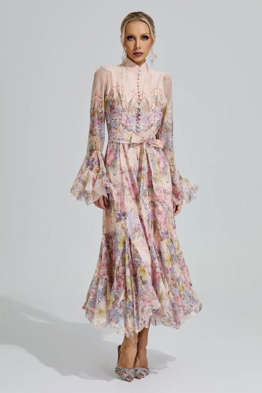 Ceres Apricot Floral Maxi Dress