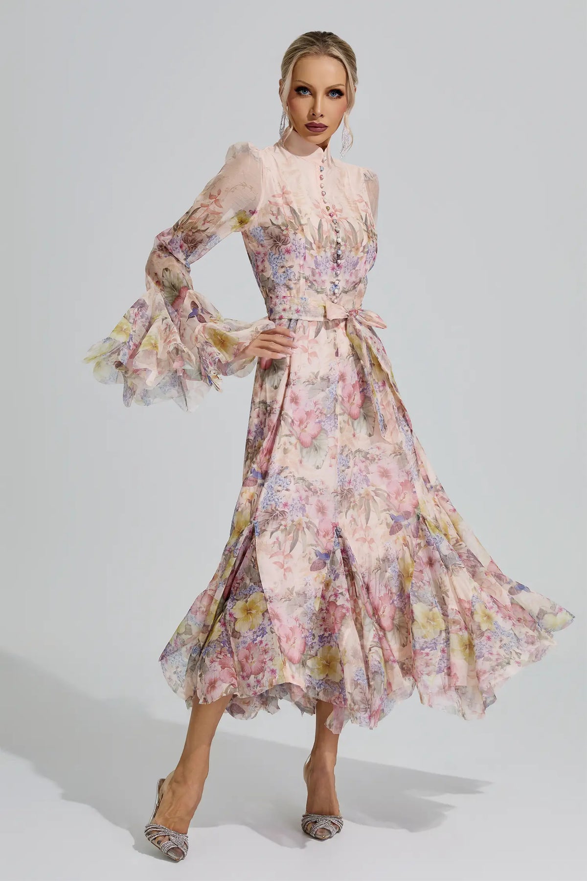 Ceres Apricot Floral Maxi Dress
