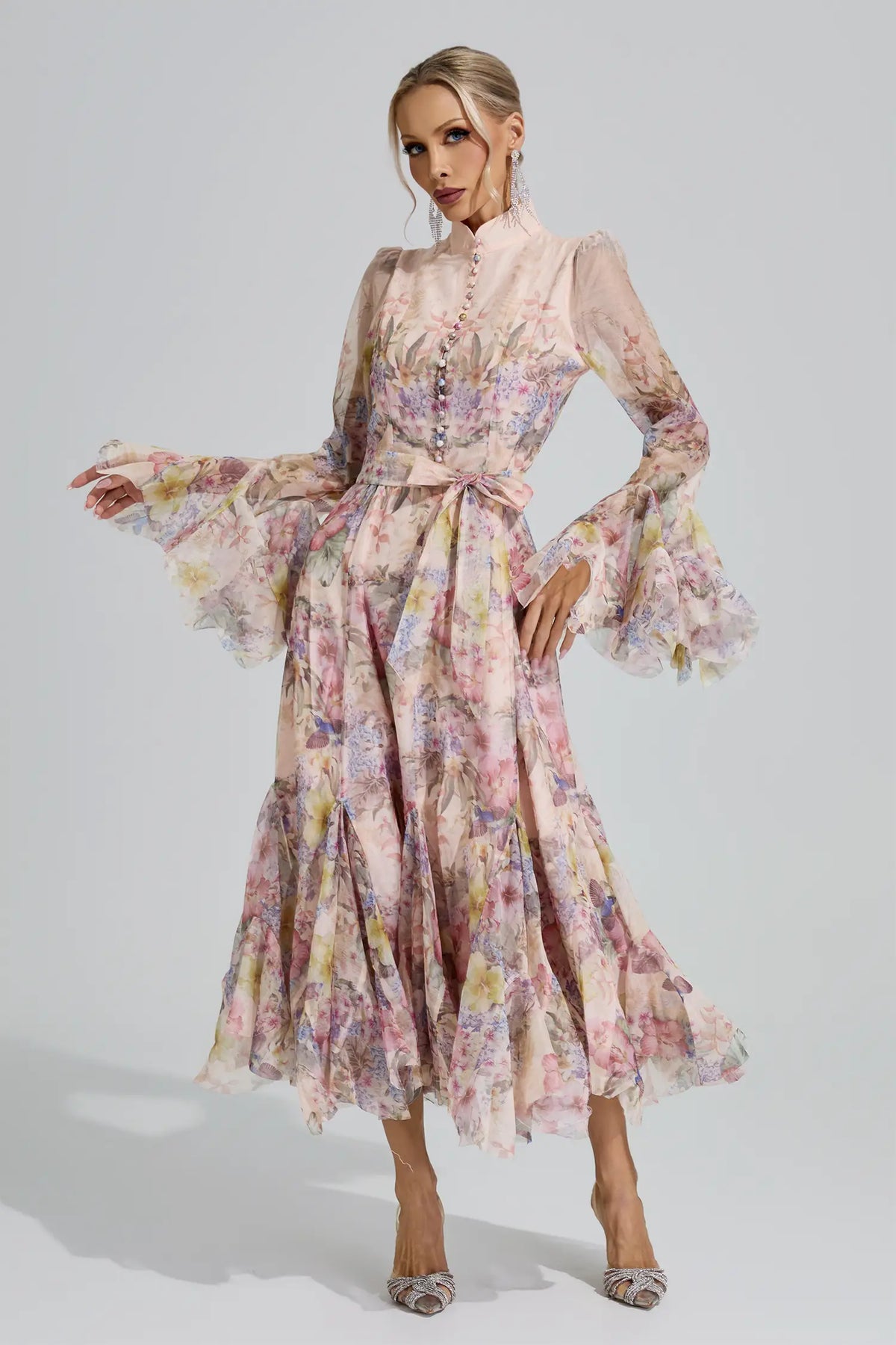 Ceres Apricot Floral Maxi Dress