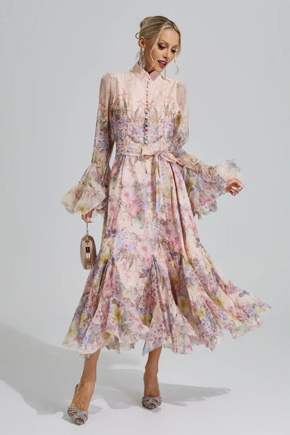Ceres Apricot Floral Maxi Dress