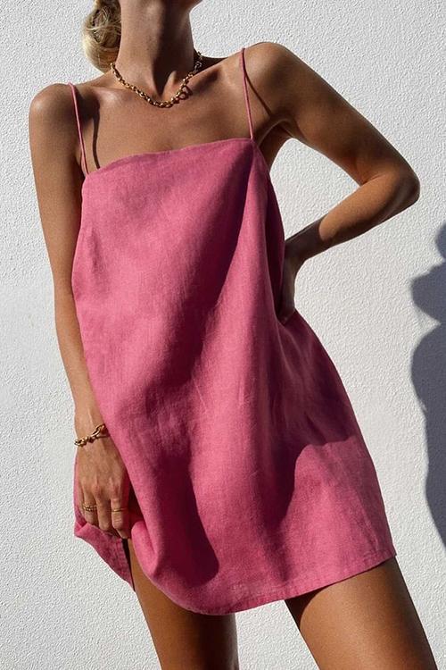 Minimalism Linen Slip Mini Dress