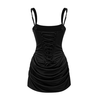 Paulette Black Ruched Bodycon Mini Dress