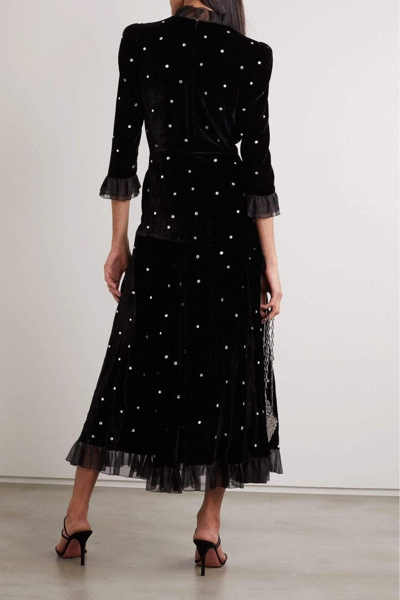 Velvet Mid Sleeve Maxi Dress