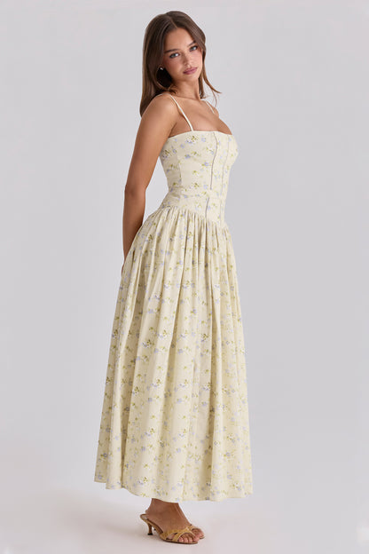 Floral Gathering Slip Midi Dress