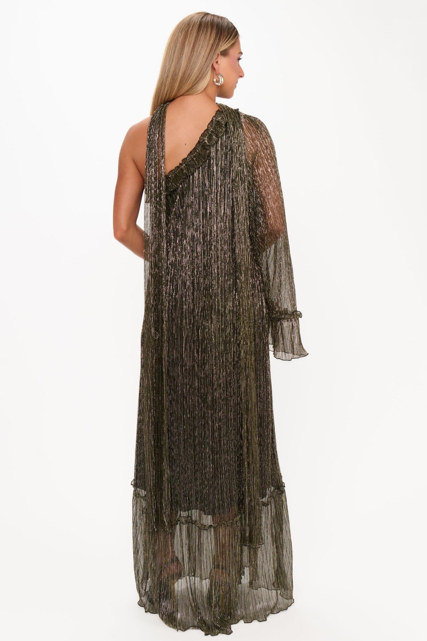 Luxury One Shoulder Frill Maxi Dress