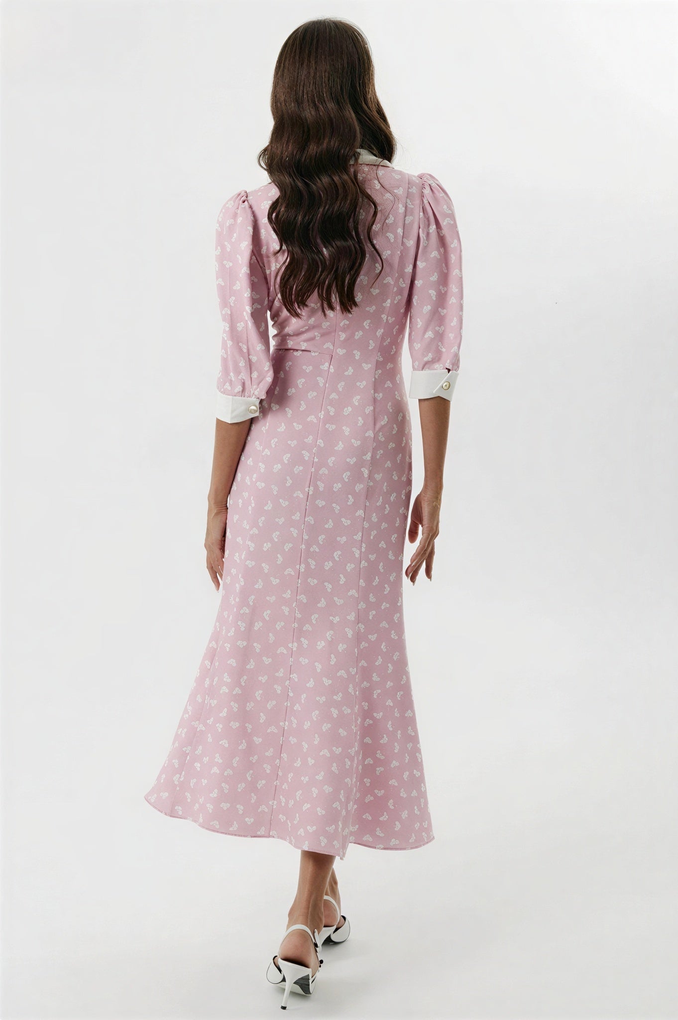 Floral Button Bow Midi Dress