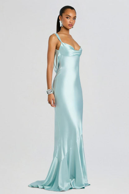 Satin Backless Slip Maxi Dress