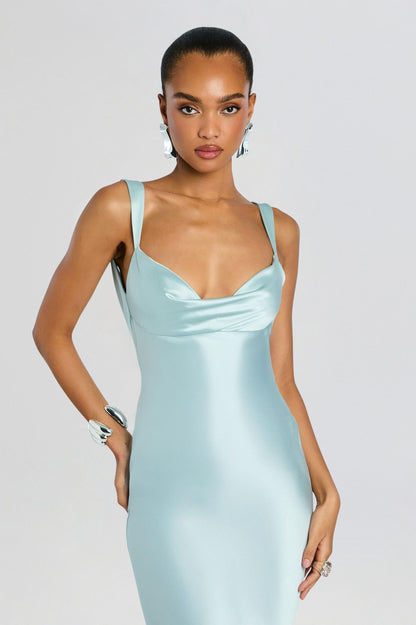 Satin Backless Slip Maxi Dress
