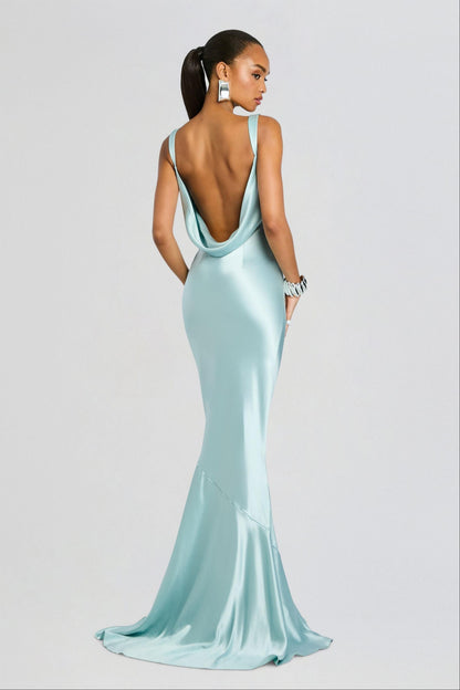 Satin Backless Slip Maxi Dress