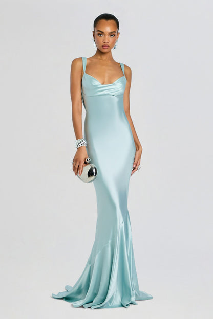 Satin Backless Slip Maxi Dress