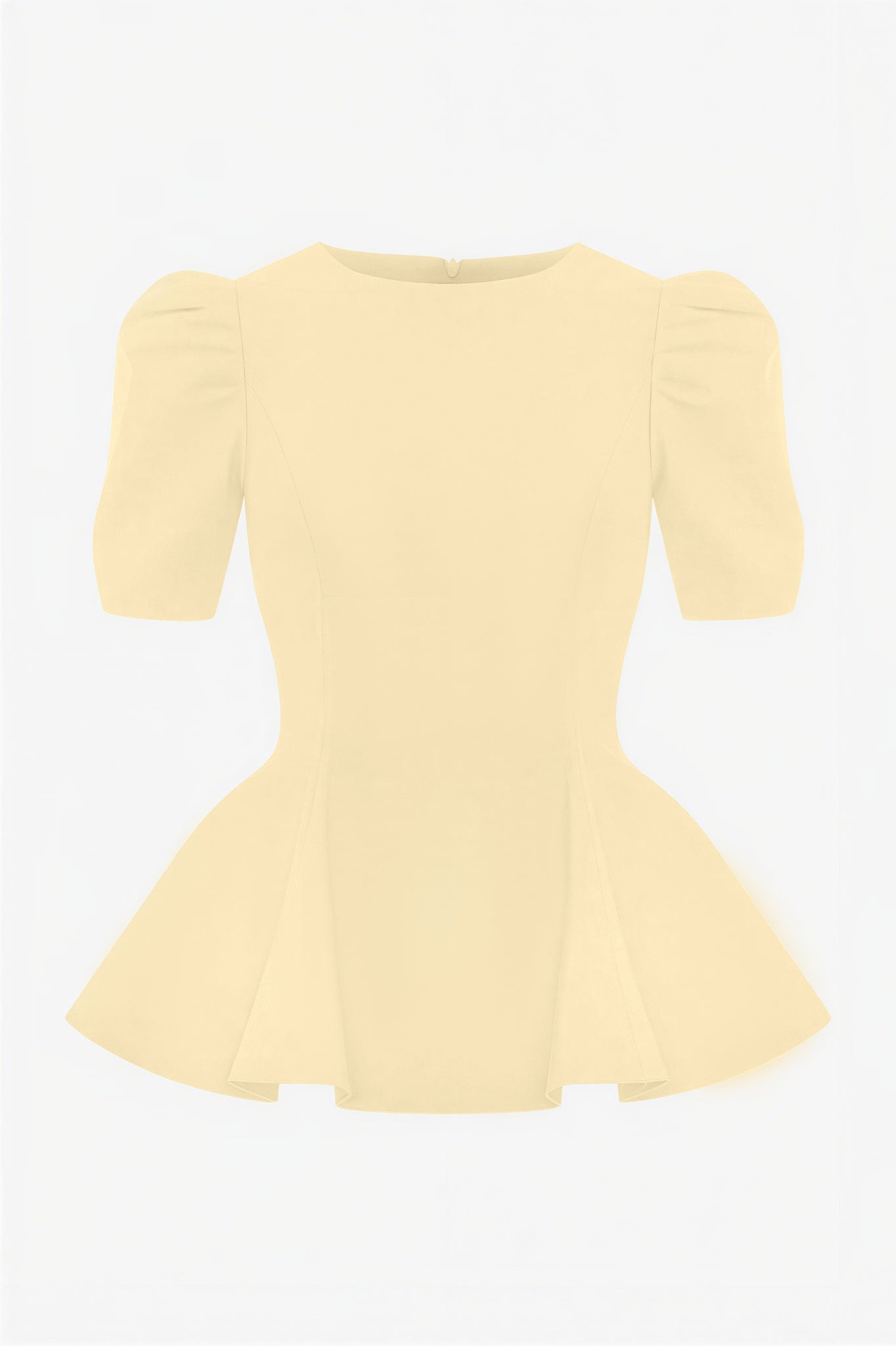 Round Neck Puff Sleeve Top & High Waist Midi Skirt Set