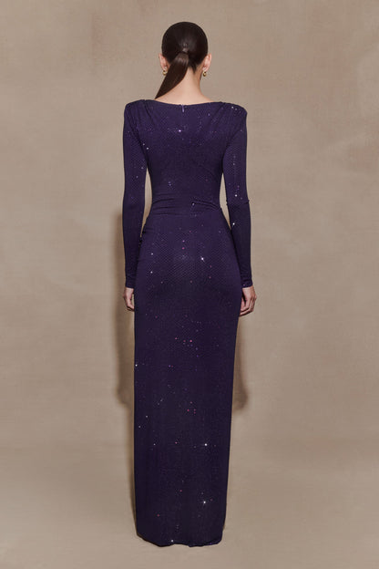 Rhinestone Knotted Bodysuit Maxi Dress