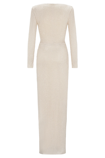 Rhinestone Knotted Bodysuit Maxi Dress