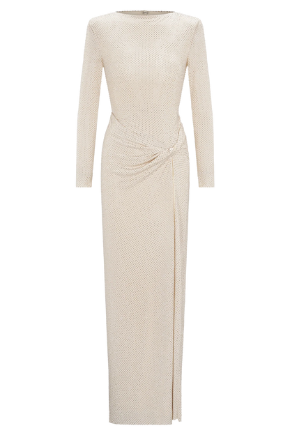 Rhinestone Knotted Bodysuit Maxi Dress