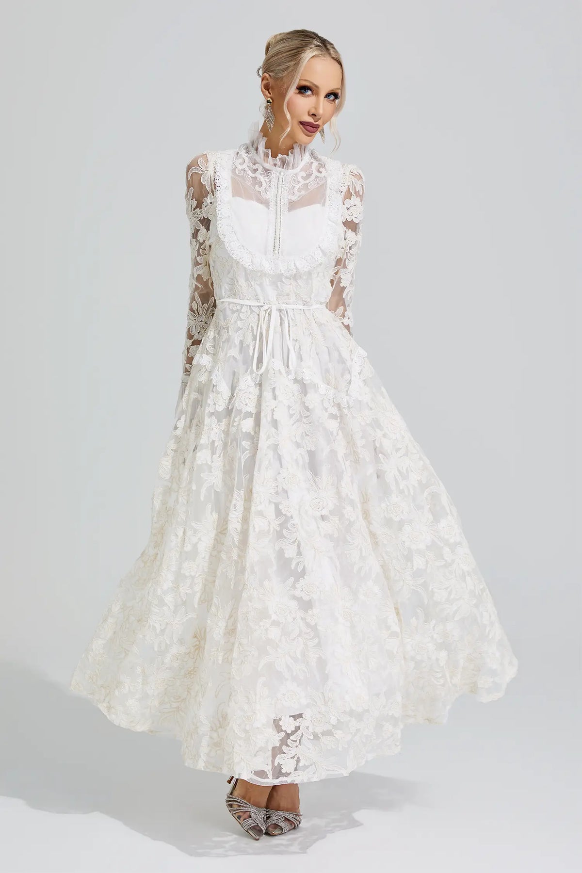 Judith White Lace Maxi Dress