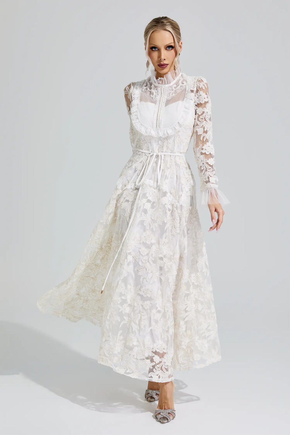 Judith White Lace Maxi Dress