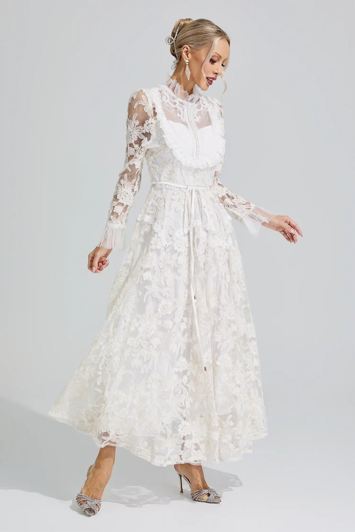 Judith White Lace Maxi Dress