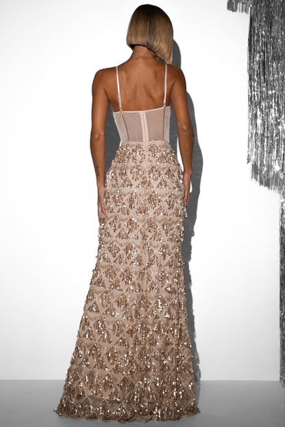 Sequin Corset Splicing Maxi Dress