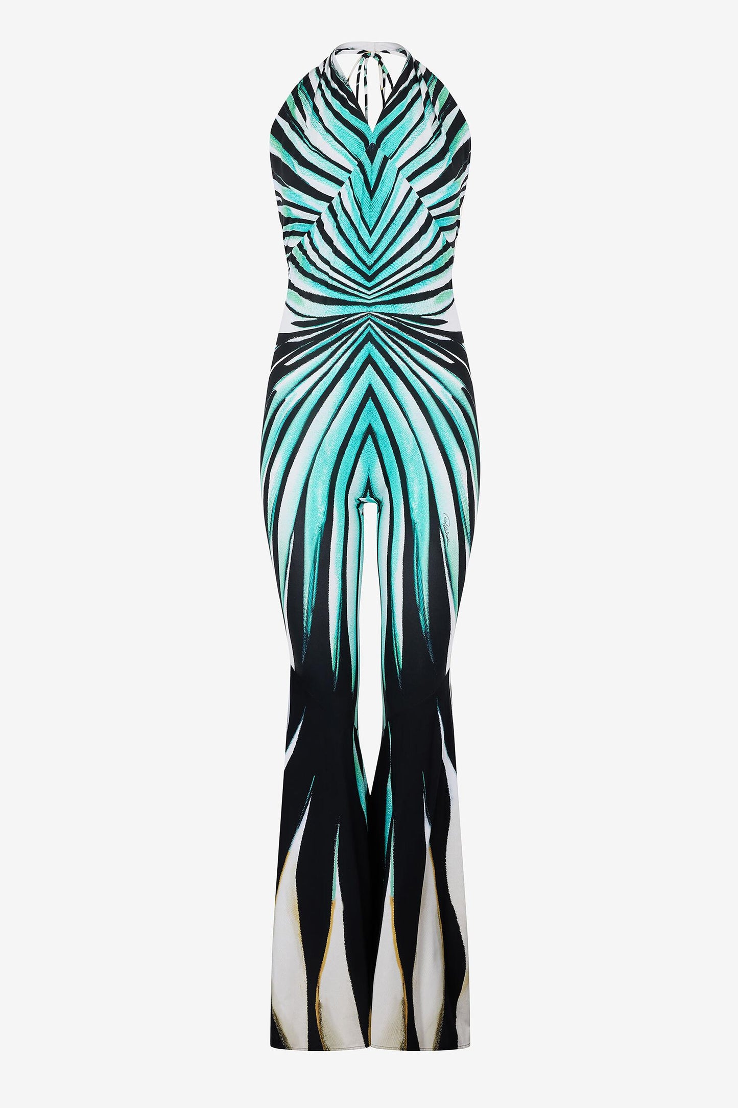 Stripe Print Cut-Out High Waist Jumpsuit