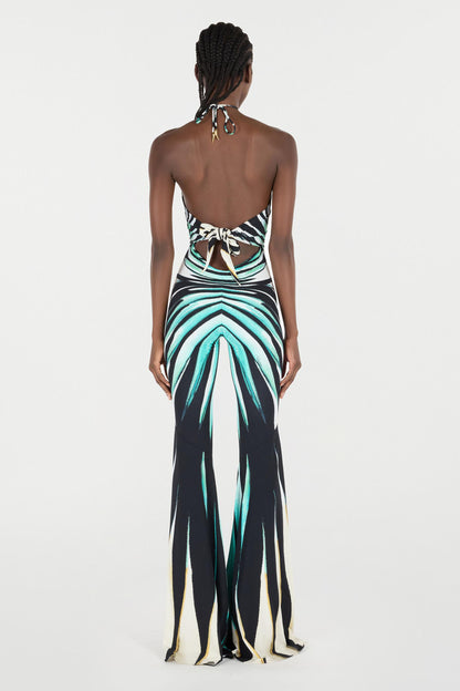 Stripe Print Cut-Out High Waist Jumpsuit