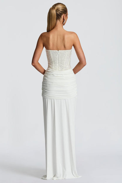 Sequin Off-Shoulder Sweetheart Neck Maxi Dress