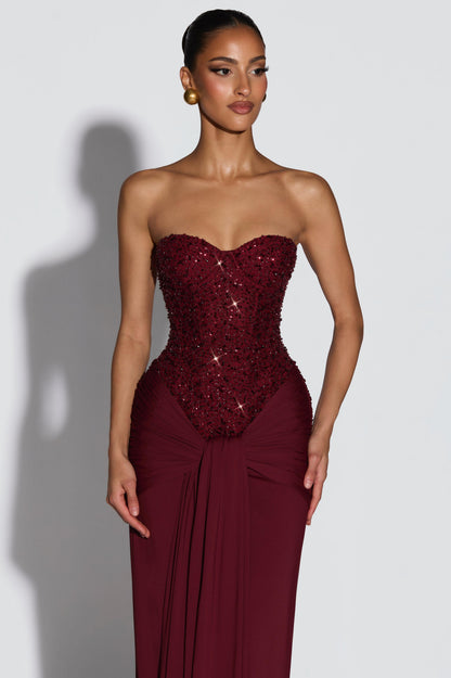 Sequin Off-Shoulder Sweetheart Neck Maxi Dress