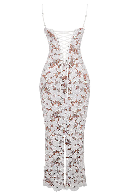 Lace Tie-Up Slip Maxi Dress
