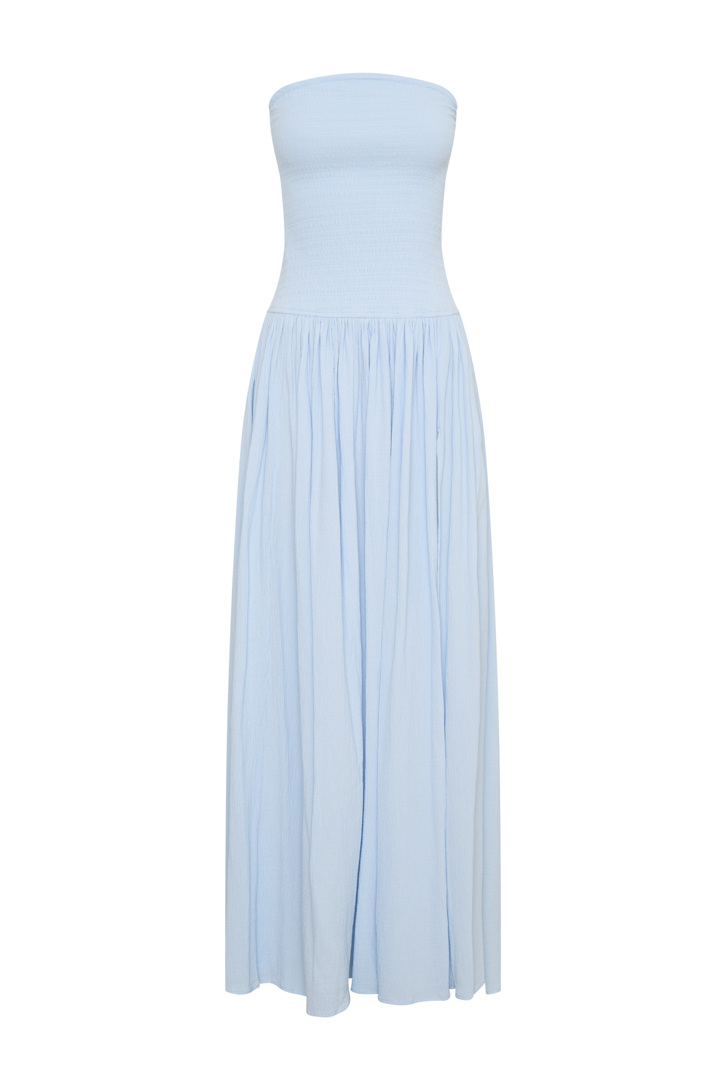 Solid Smocking Strapless Maxi Dress
