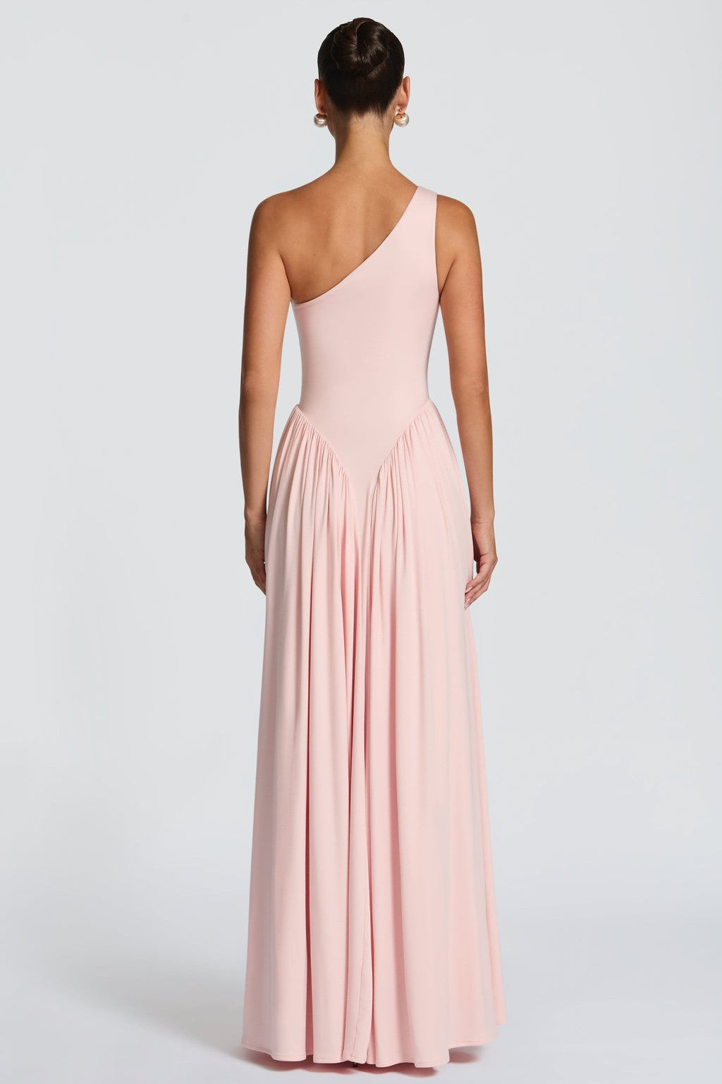 Jersey One Shoulder Gathered Maxi Dress